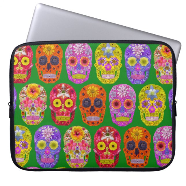 Flower Skulls Seamless Pattern 2018 Laptop Sleeve (Front)