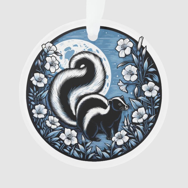 Flower Skunk Artwork Skunks Floral                 Ornament (Front)