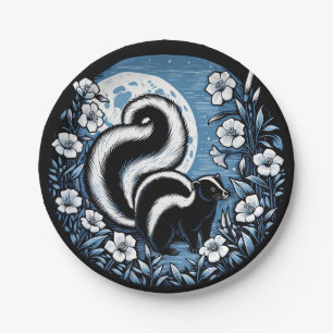 Flower Skunk Artwork Skunks Floral Paper Plate