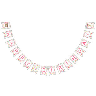 Flower Sloth Happy Bithday Party Banner