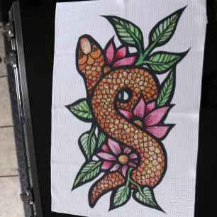 Flower Snake  Tea Towel