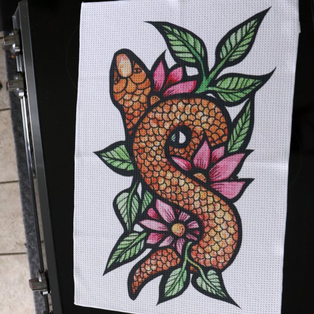 Flower Snake  Tea Towel (Creator Uploaded)