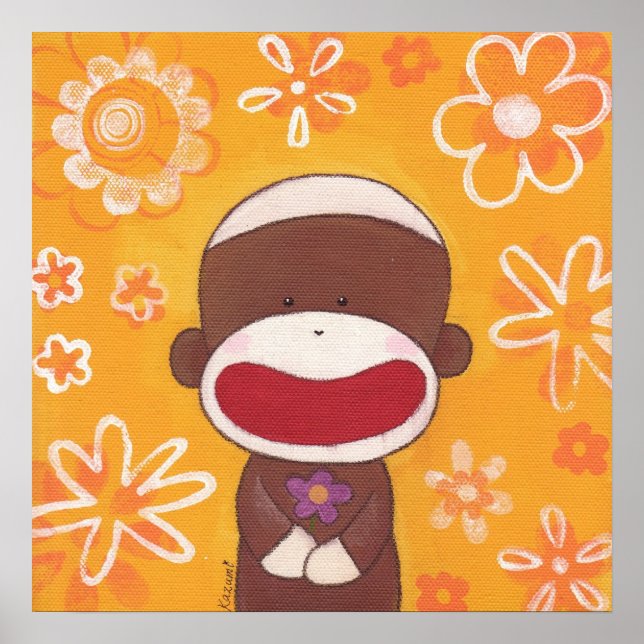 Flower Sock Monkey Poster (Front)