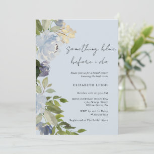 Flower Something Blue Before I Do Bridal Shower  Invitation