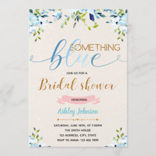 Flower something blue theme invitation