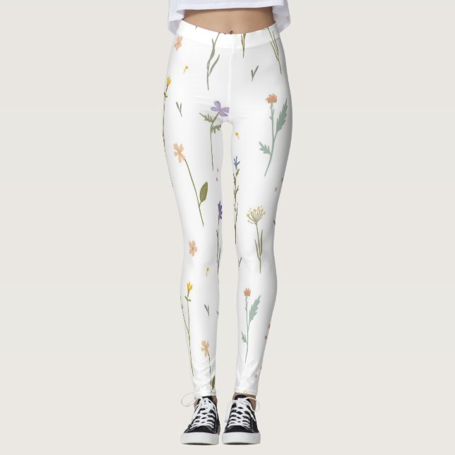Flower Spring Blooming Floral Leggings (Front)