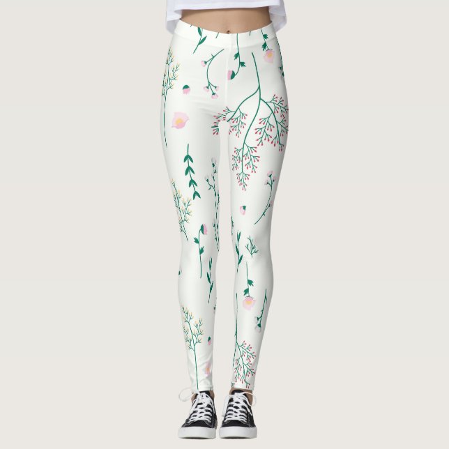 Flower Spring Blooming Floral Leggings (Front)