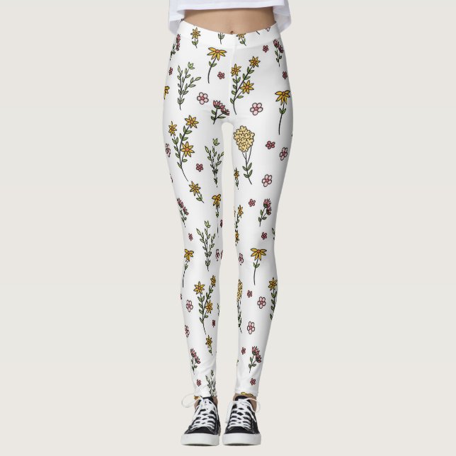 Flower Spring Blooming Floral Leggings (Front)