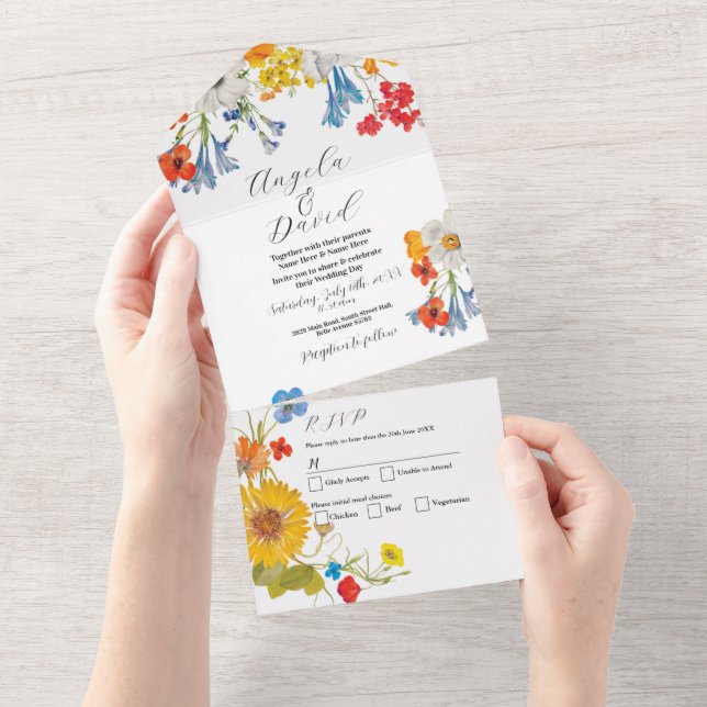 Flower Spring Delicate Floral Wedding Invite RSVP (Tearaway)