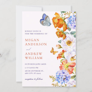Flower spring garden butterfly wedding invitation