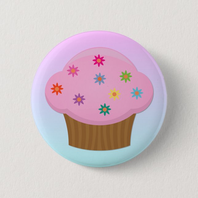 Flower Sprinkles Cupcake Button (Front)