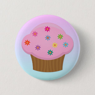 Flower Sprinkles Cupcake Button