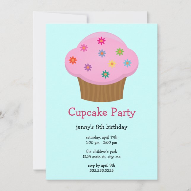 Flower Sprinkles Cupcake Party Invitations (Front)
