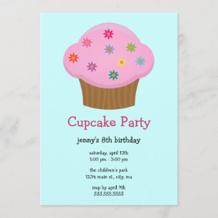 Flower Sprinkles Cupcake Party Invitations