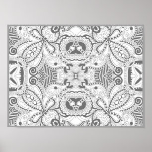 Flower Square Doodle 2 Poster