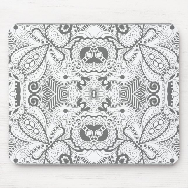 Flower Square Doodle Mouse Mat (Front)