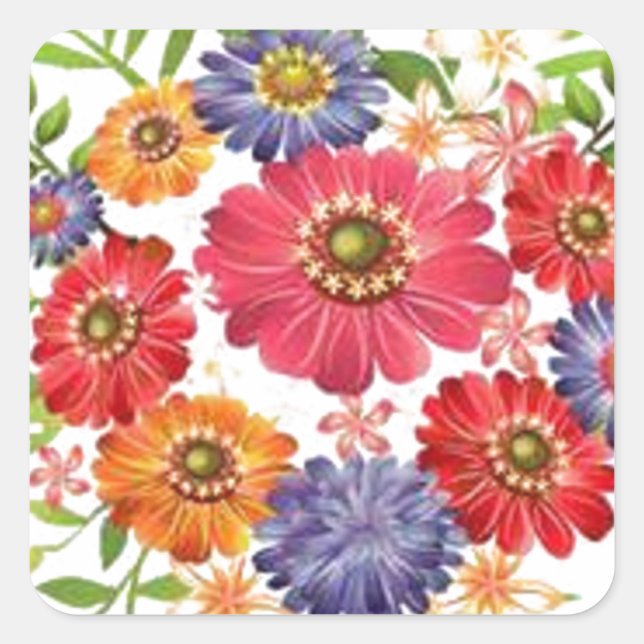 flower square sticker (Front)