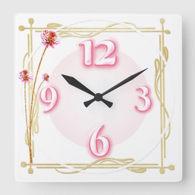 Flower Square Wall Clock (Front)