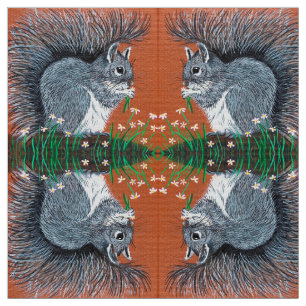 Flower Squirrel Fabric