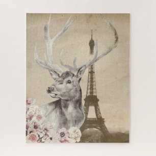 Flower Stag & Eiffel Tower  Jigsaw Puzzle