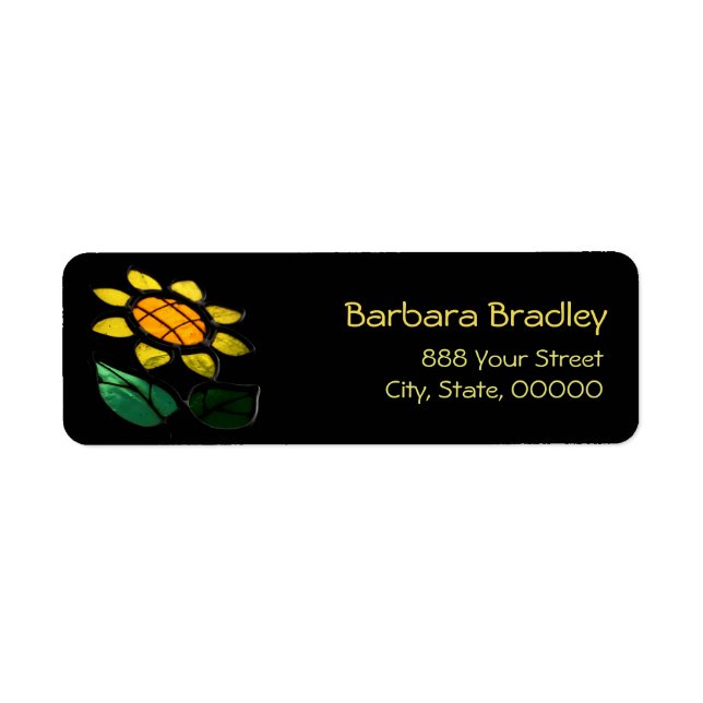 Flower Stained Glass Return Address Label (Front)