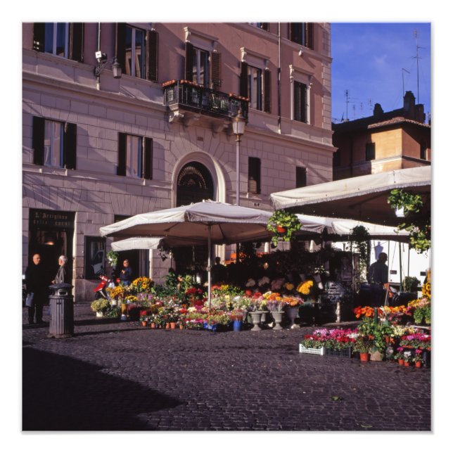 Flower stall market Rome Photo Print (Front)