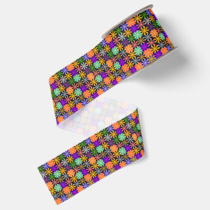Flower Star Colourful Pattern Grosgrain Ribbon