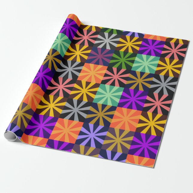 Flower Star Colourful Pattern Wrapping Paper (Unrolled)