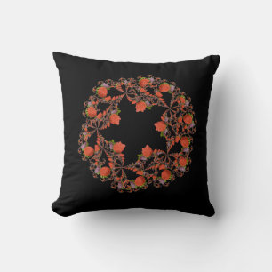 Flower star fractal red black purple cushion
