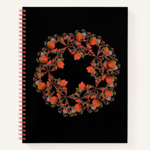 Flower star fractal red black purple notebook