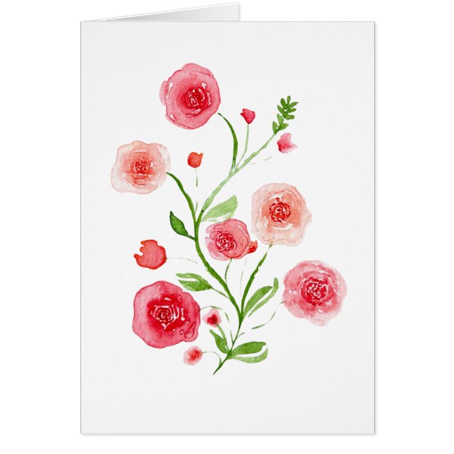 Flower Stem Watercolor Print Greeting Card (Front)