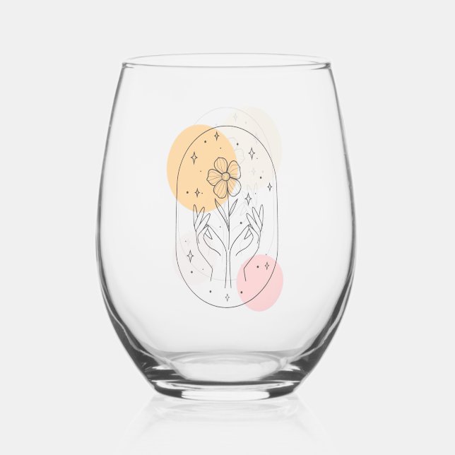 Flower Stemless Wine Glass (Front)