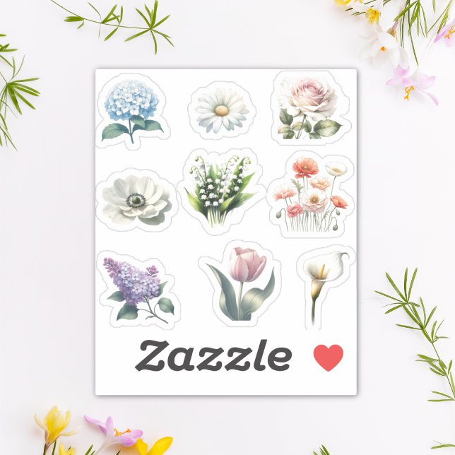 Flower Sticker Pack Watercolor Pretty Garden Cute  (Add a pop of floral fun to your laptop or water bottle with these trendy, nature-inspired stickers.)