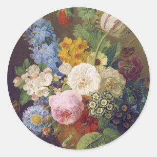Flower Still Life by Jean Ulrich Tournier Classic Round Sticker
