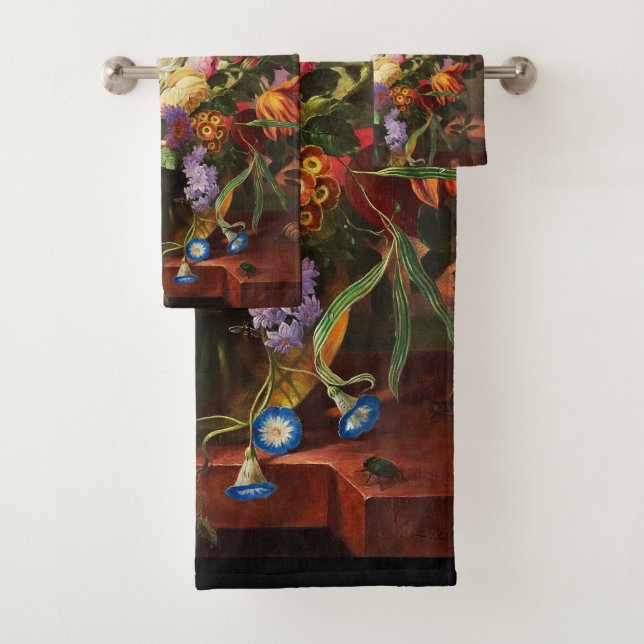 Flower Still Life Of Roses Tulips And Carnation Bath Towel Set (Insitu)