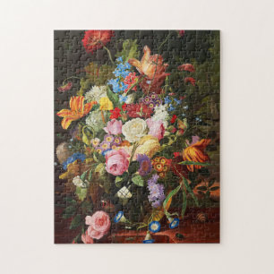 Flower Still Life Of Roses,Tulips And Carnation Jigsaw Puzzle