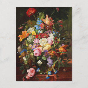 Flower Still Life Of Roses,Tulips And Carnation Postcard