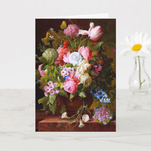 Flower Still Life Of Roses,Tulips And Hyacinths Card