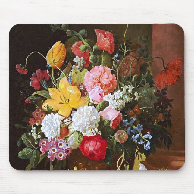 Flower Still Life Of Roses Tulips And Violets Mouse Mat (Front)
