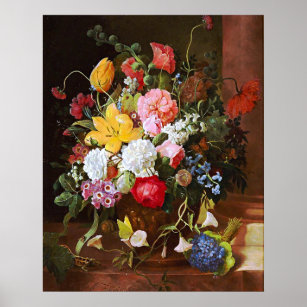 Flower Still Life Of Roses,Tulips And Violets Poster