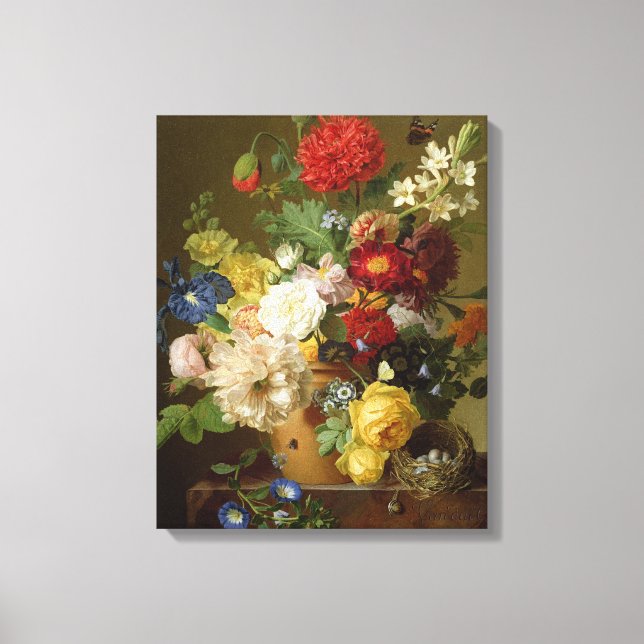 Flower Still Life on a marble ledge, 1800-01 Canvas Print (Front)