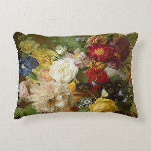 Flower Still Life on a marble ledge, 1800-01 Decorative Cushion