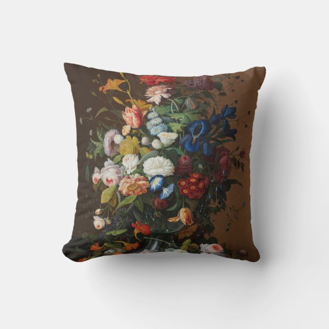 Flower Still Life with Bird's Nest Severin Roesen Cushion (Front)