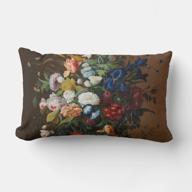 Flower Still Life with Bird's Nest Severin Roesen Lumbar Cushion (Front)
