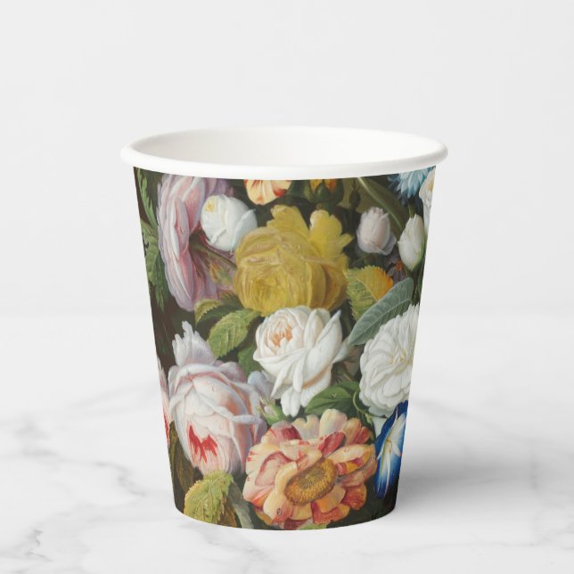 Flower Still Life with Bird's Nest Severin Roesen Paper Cups (Front)