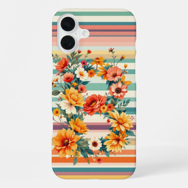 flower Stripes Retro (B) iPhone Case (Back)