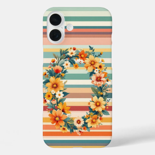 Flower Stripes Retro (O) Case-Mate iPhone Case (Back)