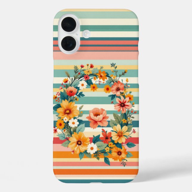 Flower Stripes Retro (Q) Case-Mate iPhone Case (Back)