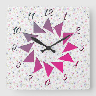 Flower style square wall clock
