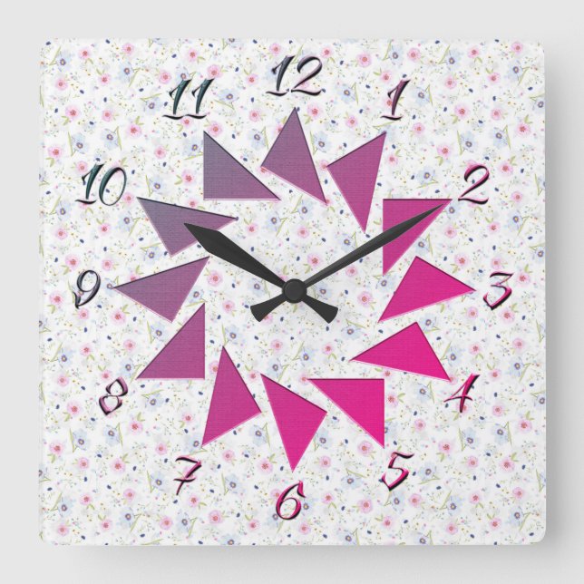 Flower style  square wall clock (Front)